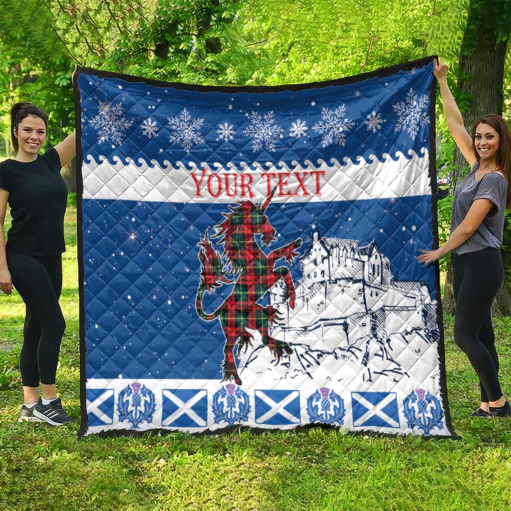 Personalized Scotland Christmas Quilt Tartan Unicorn with Edinburgh Castle - Wonder Print Shop