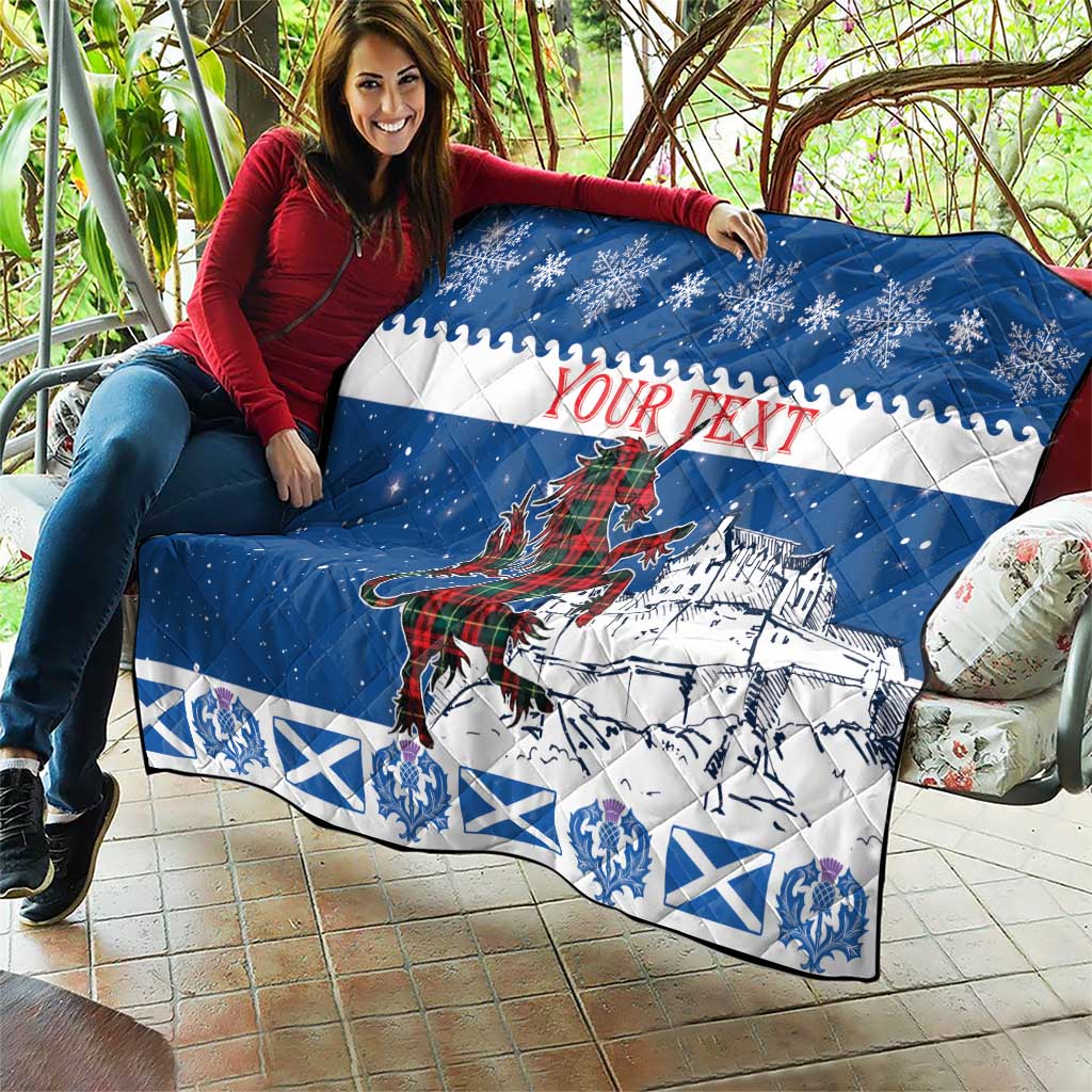 Personalized Scotland Christmas Quilt Tartan Unicorn with Edinburgh Castle - Wonder Print Shop