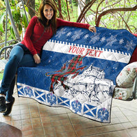 Personalized Scotland Christmas Quilt Tartan Unicorn with Edinburgh Castle - Wonder Print Shop