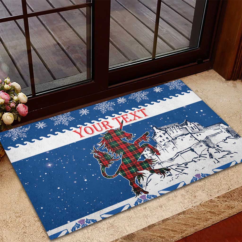 Personalized Scotland Christmas Rubber Doormat Tartan Unicorn with Edinburgh Castle - Wonder Print Shop