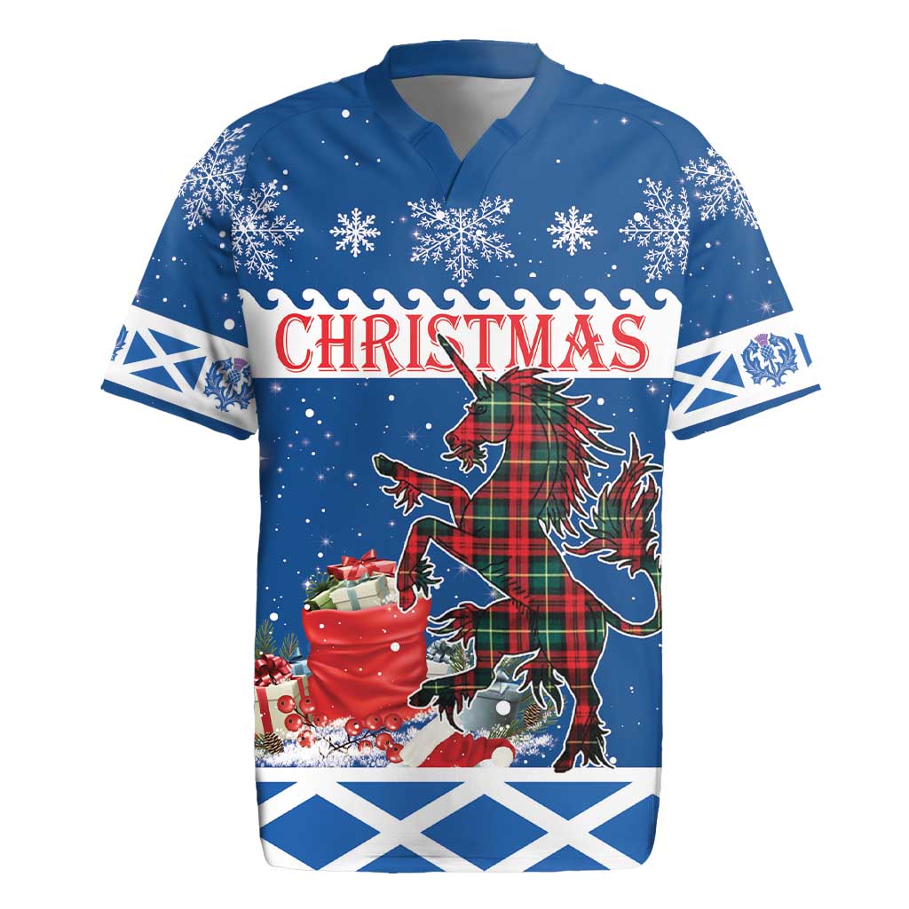 Personalized Scotland Christmas Rugby Jersey Tartan Unicorn with Edinburgh Castle - Wonder Print Shop