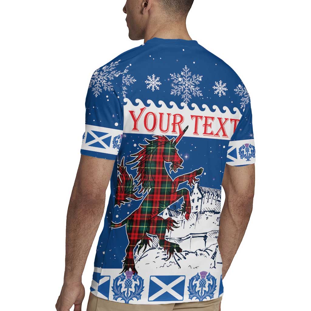 Personalized Scotland Christmas Rugby Jersey Tartan Unicorn with Edinburgh Castle - Wonder Print Shop