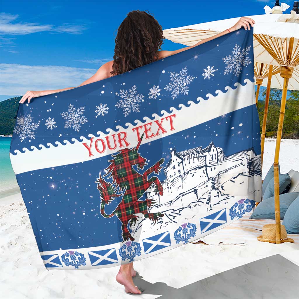 Personalized Scotland Christmas Sarong Tartan Unicorn with Edinburgh Castle - Wonder Print Shop