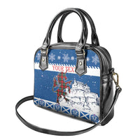 Personalized Scotland Christmas Shoulder Handbag Tartan Unicorn with Edinburgh Castle
