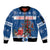 Personalized Scotland Christmas Sleeve Zip Bomber Jacket Tartan Unicorn with Edinburgh Castle - Wonder Print Shop