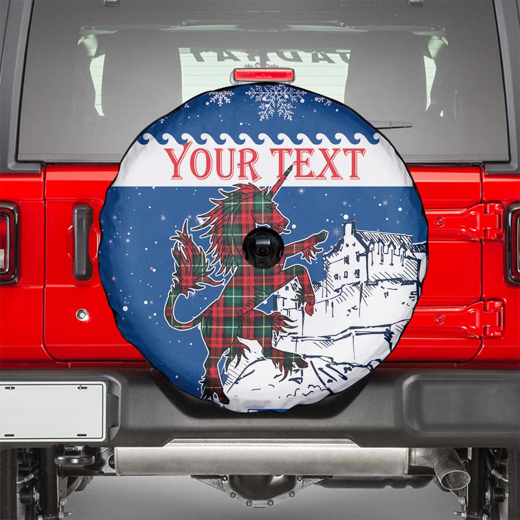 Personalized Scotland Christmas Spare Tire Cover Tartan Unicorn with Edinburgh Castle - Wonder Print Shop