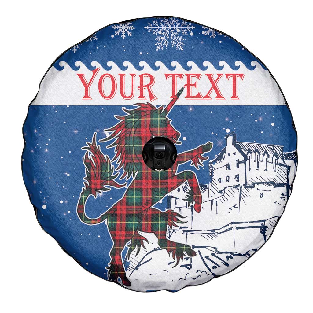 Personalized Scotland Christmas Spare Tire Cover Tartan Unicorn with Edinburgh Castle - Wonder Print Shop