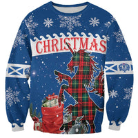 Personalized Scotland Christmas Sweatshirt Tartan Unicorn with Edinburgh Castle - Wonder Print Shop