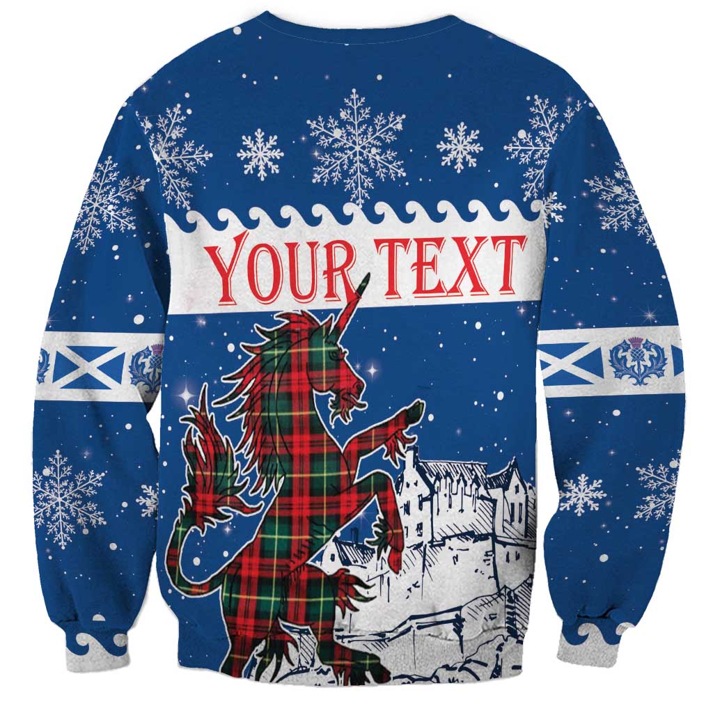 Personalized Scotland Christmas Sweatshirt Tartan Unicorn with Edinburgh Castle - Wonder Print Shop