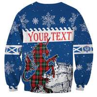 Personalized Scotland Christmas Sweatshirt Tartan Unicorn with Edinburgh Castle - Wonder Print Shop