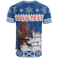 Personalized Scotland Christmas T Shirt Tartan Unicorn with Edinburgh Castle - Wonder Print Shop