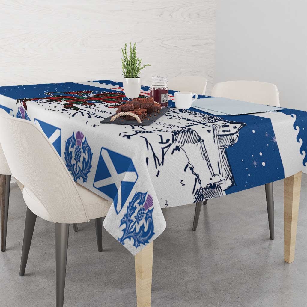 Personalized Scotland Christmas Tablecloth Tartan Unicorn with Edinburgh Castle - Wonder Print Shop
