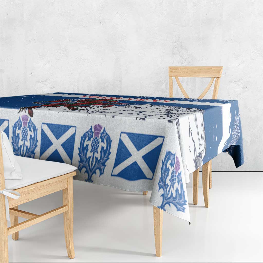 Personalized Scotland Christmas Tablecloth Tartan Unicorn with Edinburgh Castle - Wonder Print Shop