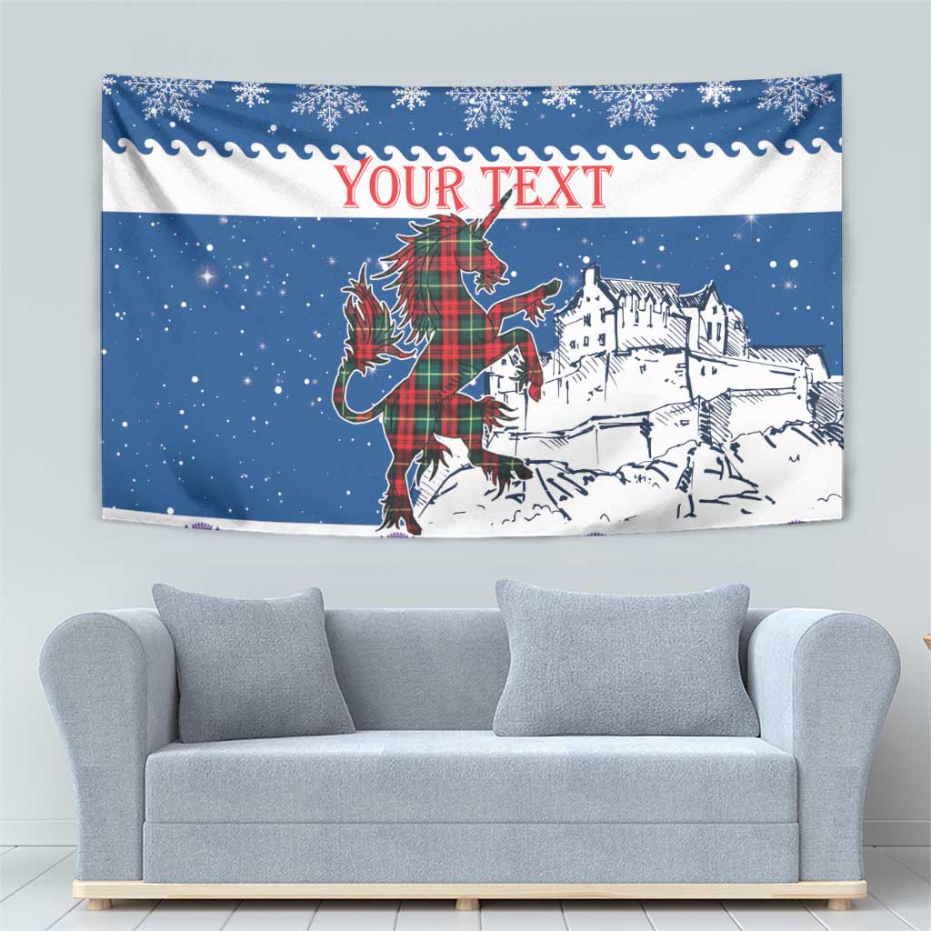 Personalized Scotland Christmas Tapestry Tartan Unicorn with Edinburgh Castle - Wonder Print Shop