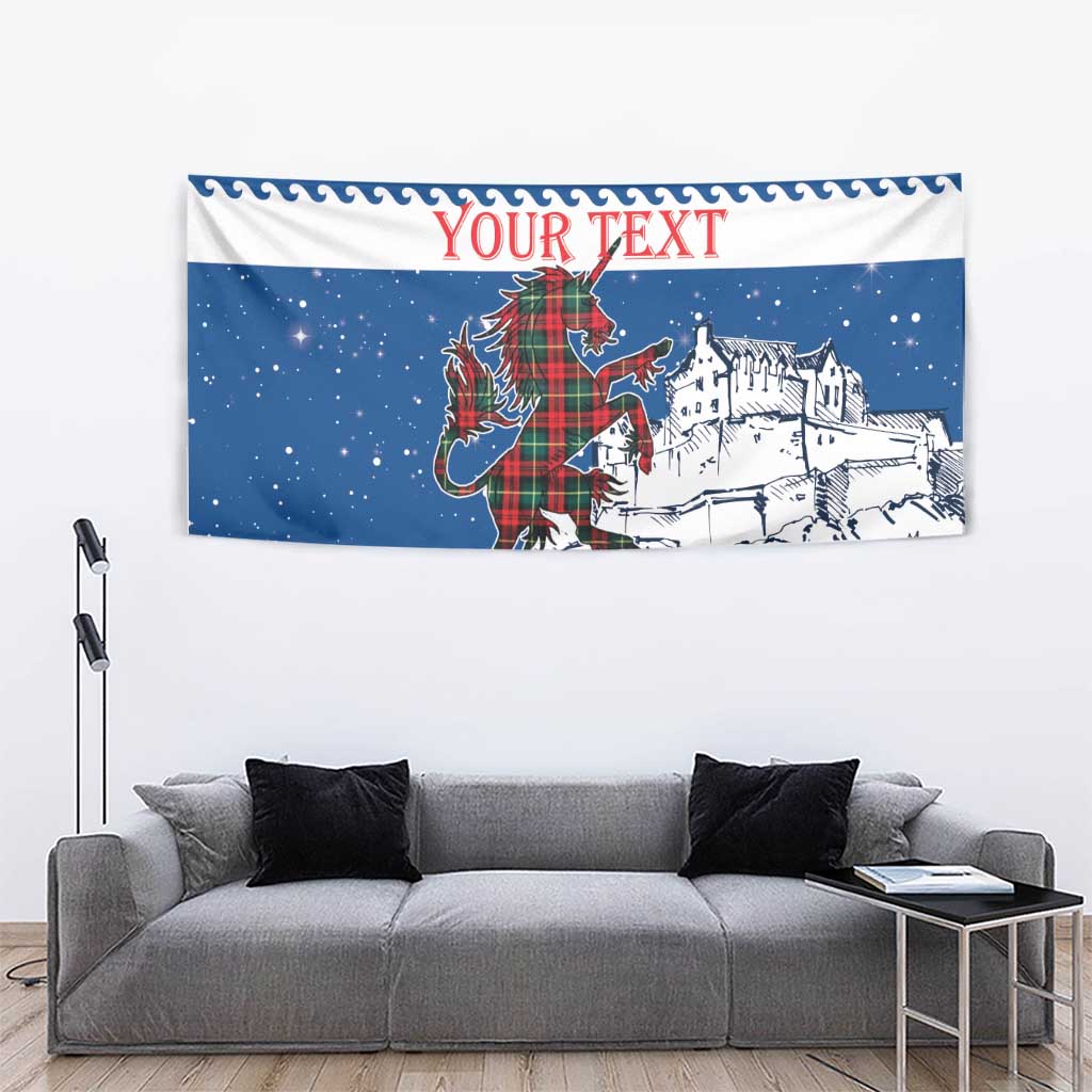 Personalized Scotland Christmas Tapestry Tartan Unicorn with Edinburgh Castle - Wonder Print Shop