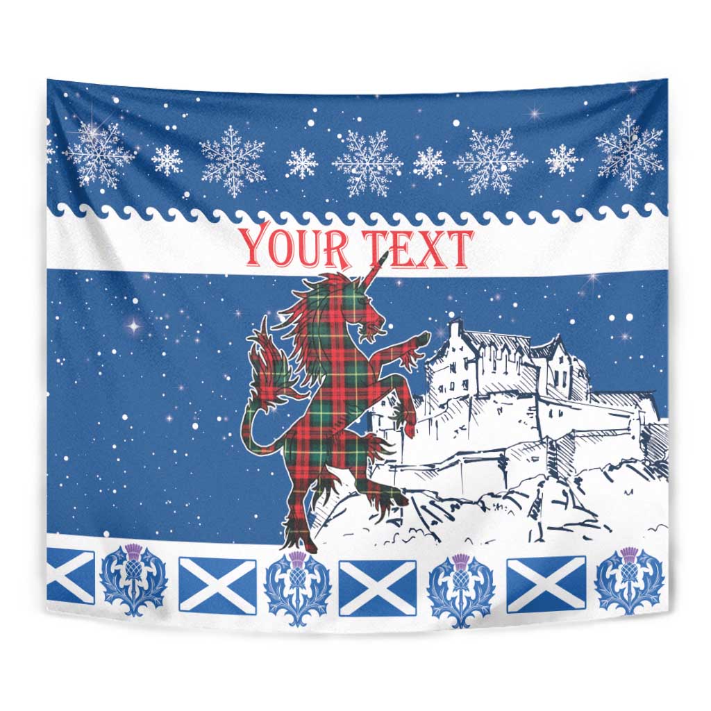 Personalized Scotland Christmas Tapestry Tartan Unicorn with Edinburgh Castle - Wonder Print Shop