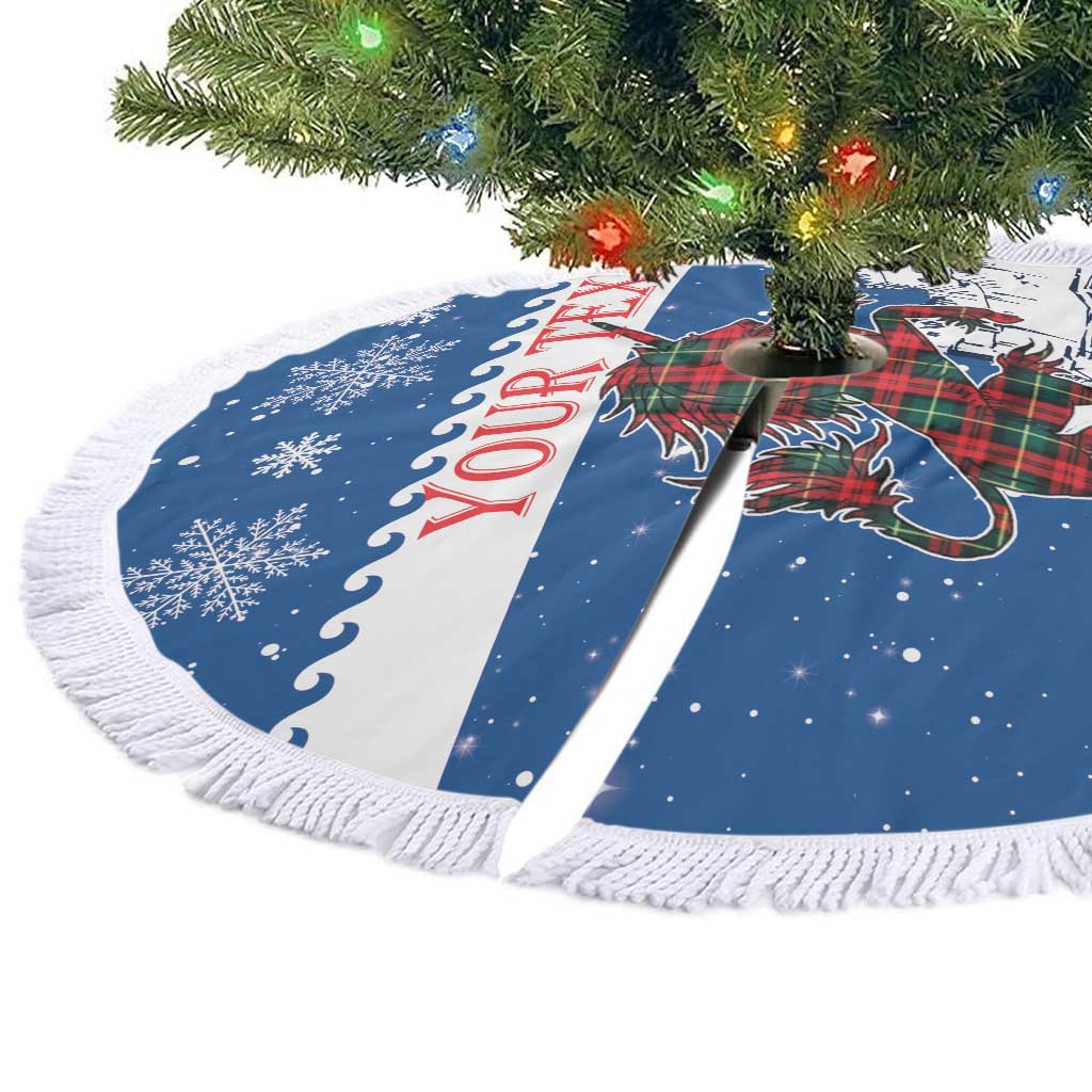 Personalized Scotland Christmas Tree Skirt Tartan Unicorn with Edinburgh Castle - Wonder Print Shop
