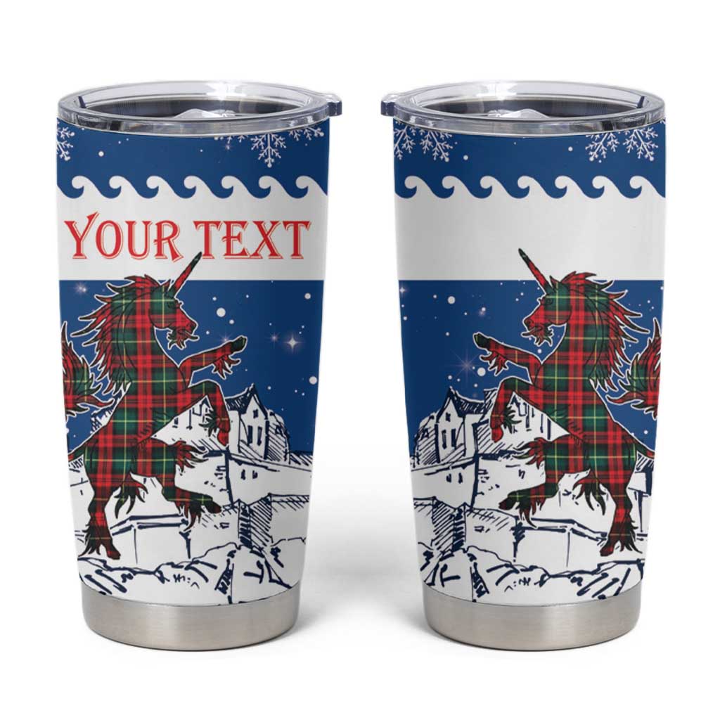 Personalized Scotland Christmas Tumbler Cup Tartan Unicorn with Edinburgh Castle - Wonder Print Shop