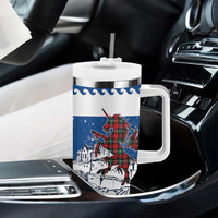 Personalized Scotland Christmas Tumbler With Handle Tartan Unicorn with Edinburgh Castle - Wonder Print Shop