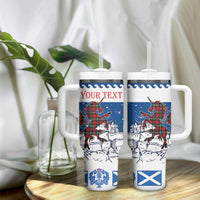 Personalized Scotland Christmas Tumbler With Handle Tartan Unicorn with Edinburgh Castle - Wonder Print Shop