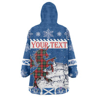 Personalized Scotland Christmas Wearable Blanket Hoodie Tartan Unicorn with Edinburgh Castle - Wonder Print Shop