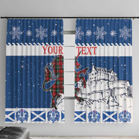 Personalized Scotland Christmas Window Curtain Tartan Unicorn with Edinburgh Castle - Wonder Print Shop