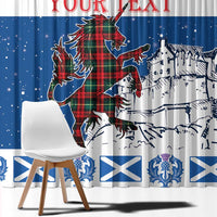 Personalized Scotland Christmas Window Curtain Tartan Unicorn with Edinburgh Castle - Wonder Print Shop