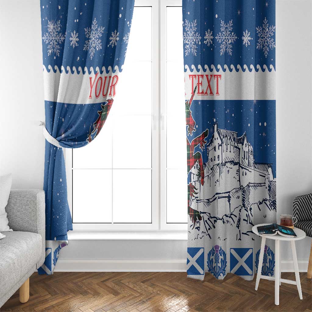 Personalized Scotland Christmas Window Curtain Tartan Unicorn with Edinburgh Castle - Wonder Print Shop