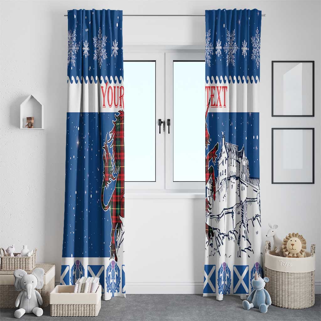 Personalized Scotland Christmas Window Curtain Tartan Unicorn with Edinburgh Castle - Wonder Print Shop