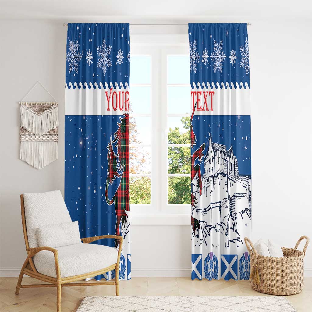Personalized Scotland Christmas Window Curtain Tartan Unicorn with Edinburgh Castle - Wonder Print Shop