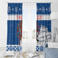 Personalized Scotland Christmas Window Curtain Tartan Unicorn with Edinburgh Castle - Wonder Print Shop