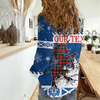 Personalized Scotland Christmas Women Casual Shirt Tartan Unicorn with Edinburgh Castle - Wonder Print Shop