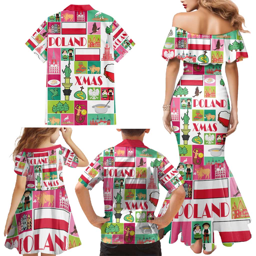 Wesolych Swiat Merry Christmas Polish Family Matching Mermaid Dress and Hawaiian Shirt Poland Xmas - Wonder Print Shop