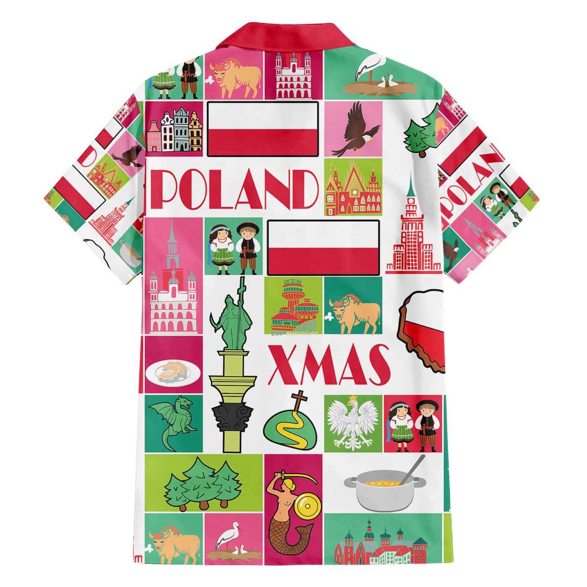 Wesolych Swiat Merry Christmas Polish Family Matching Off The Shoulder Long Sleeve Dress and Hawaiian Shirt Poland Xmas - Wonder Print Shop