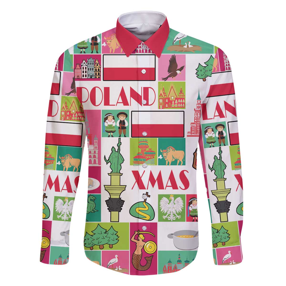 Wesolych Swiat Merry Christmas Polish Family Matching Off The Shoulder Long Sleeve Dress and Hawaiian Shirt Poland Xmas - Wonder Print Shop