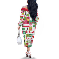 Wesolych Swiat Merry Christmas Polish Family Matching Off The Shoulder Long Sleeve Dress and Hawaiian Shirt Poland Xmas - Wonder Print Shop