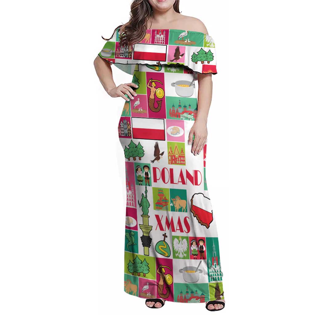 Wesolych Swiat Merry Christmas Polish Family Matching Off Shoulder Maxi Dress and Hawaiian Shirt Poland Xmas - Wonder Print Shop