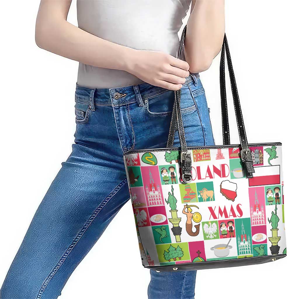 Wesolych Swiat Merry Christmas Polish Leather Tote Bag Poland Xmas - Wonder Print Shop