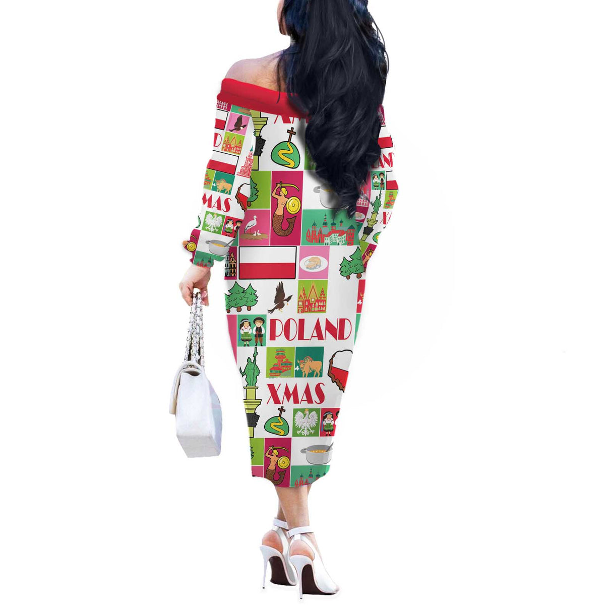 Wesolych Swiat Merry Christmas Polish Off The Shoulder Long Sleeve Dress Poland Xmas - Wonder Print Shop