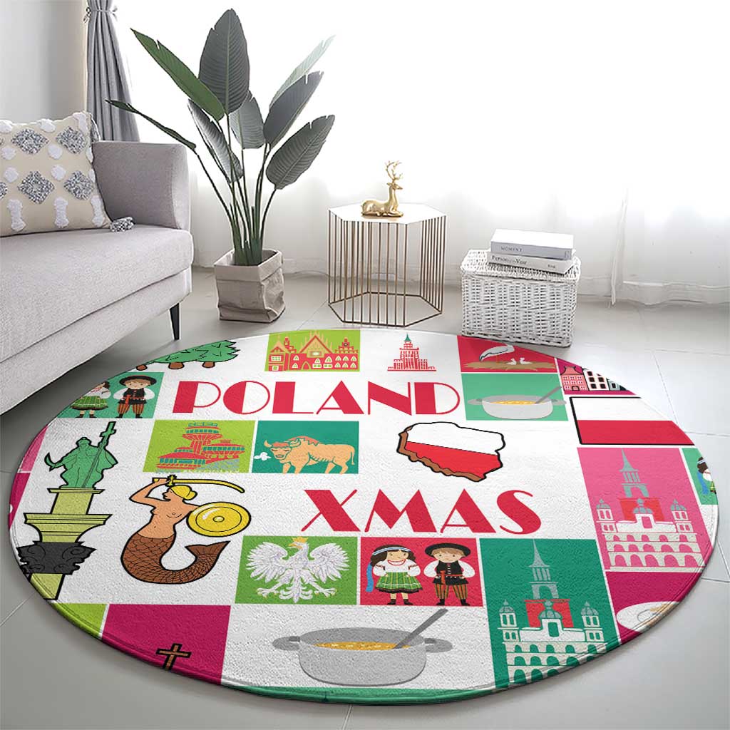 Wesolych Swiat Merry Christmas Polish Round Carpet Poland Xmas