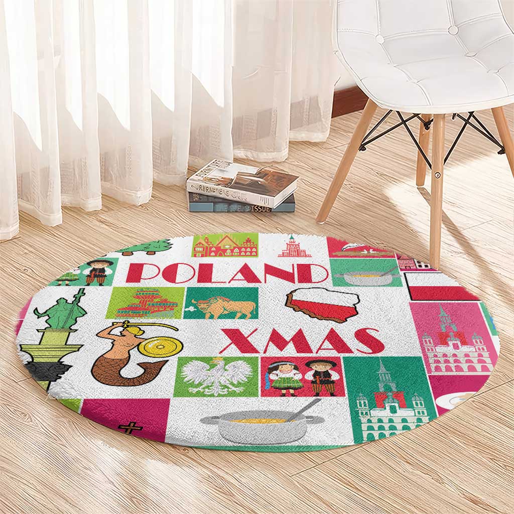 Wesolych Swiat Merry Christmas Polish Round Carpet Poland Xmas