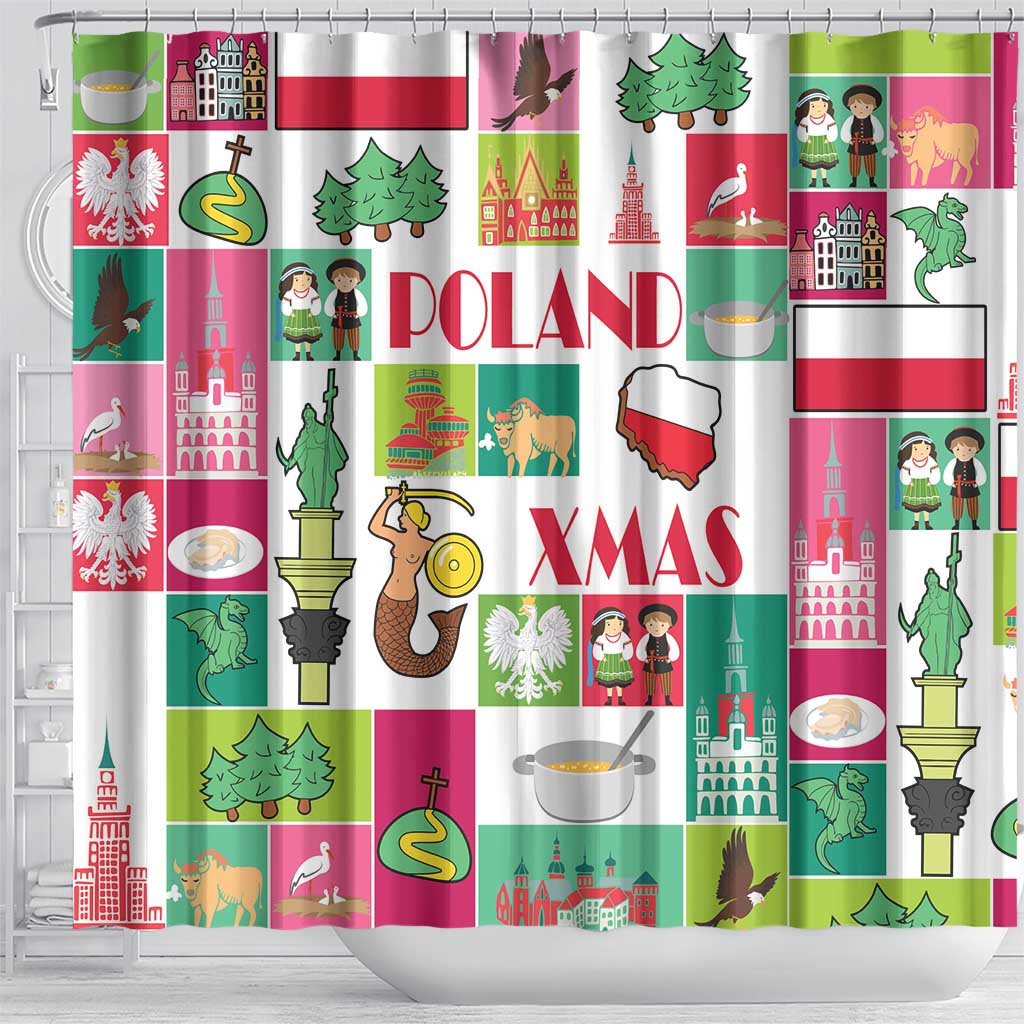 Wesolych Swiat Merry Christmas Polish Shower Curtain Poland Xmas