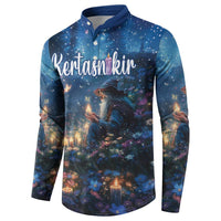 Personalized Iceland Yule Lads Christmas Button Sweatshirt Merry Kertasnikir Under Vibrant Flowers - Wonder Print Shop