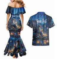 Personalized Iceland Yule Lads Christmas Couples Matching Mermaid Dress and Hawaiian Shirt Merry Kertasnikir Under Vibrant Flowers - Wonder Print Shop