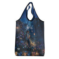 Personalized Iceland Yule Lads Christmas Grocery Bag Merry Kertasnikir Under Vibrant Flowers