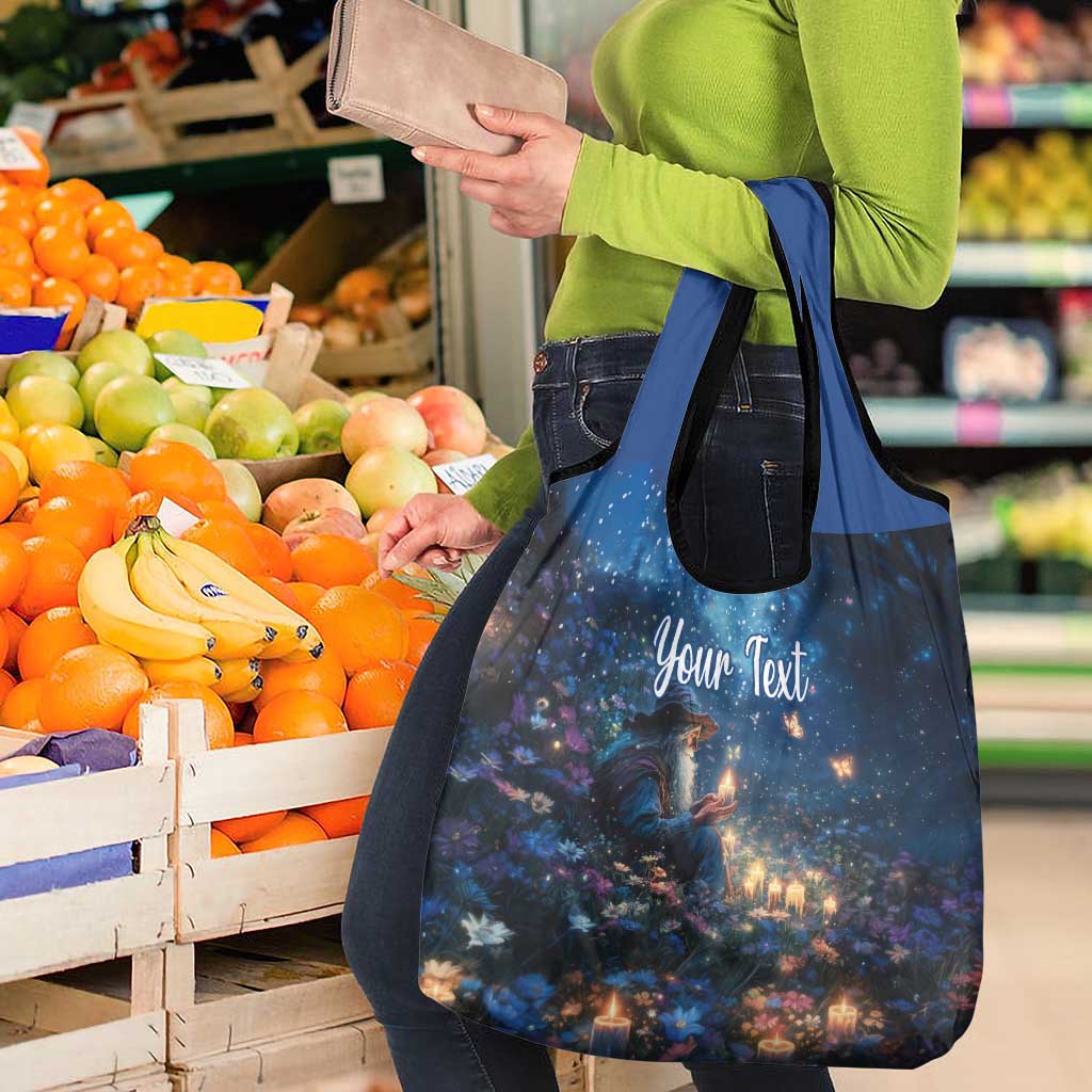 Personalized Iceland Yule Lads Christmas Grocery Bag Merry Kertasnikir Under Vibrant Flowers