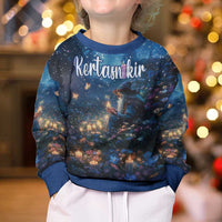 Personalized Iceland Yule Lads Christmas Kid Ugly Christmas Sweater Merry Kertasnikir Under Vibrant Flowers - Wonder Print Shop