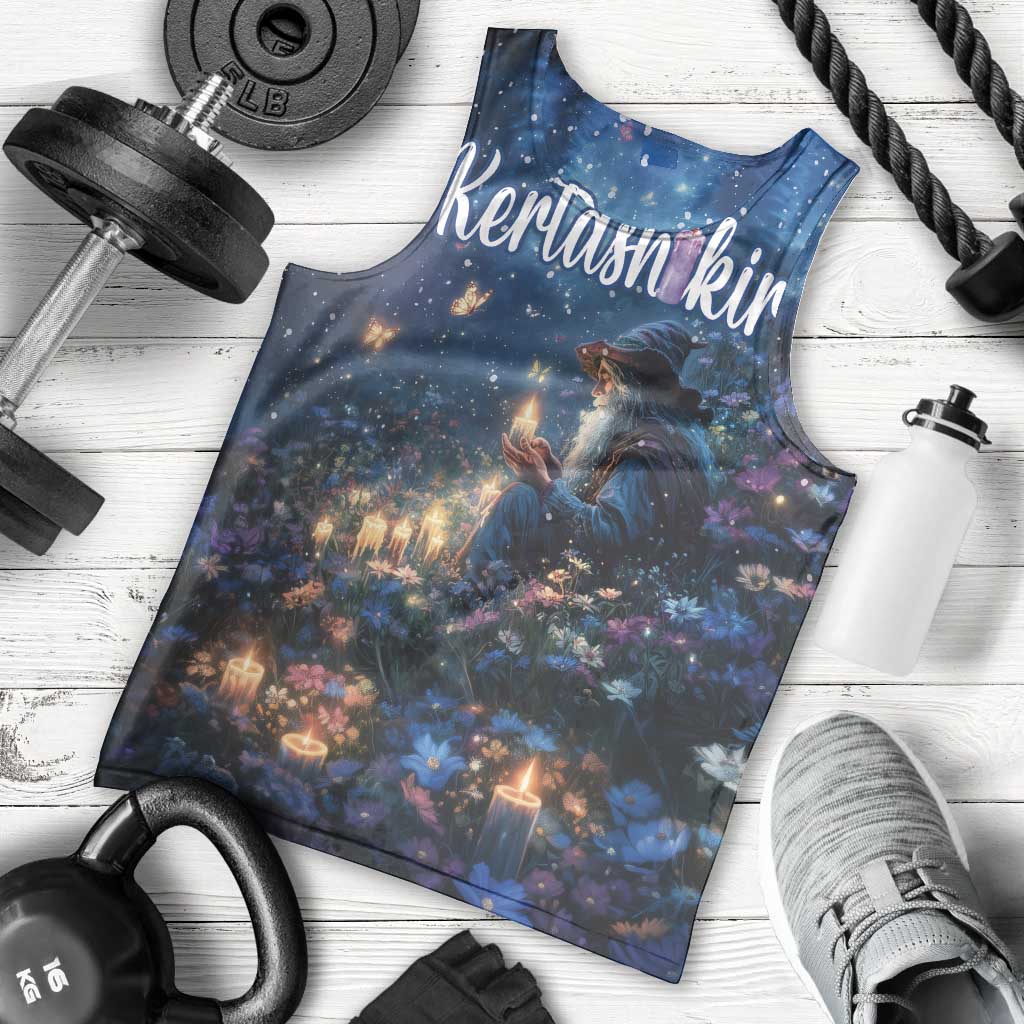 Personalized Iceland Yule Lads Christmas Men Tank Top Merry Kertasnikir Under Vibrant Flowers - Wonder Print Shop