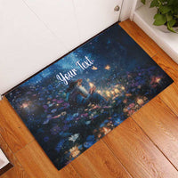 Personalized Iceland Yule Lads Christmas Rubber Doormat Merry Kertasnikir Under Vibrant Flowers - Wonder Print Shop