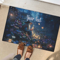 Personalized Iceland Yule Lads Christmas Rubber Doormat Merry Kertasnikir Under Vibrant Flowers - Wonder Print Shop